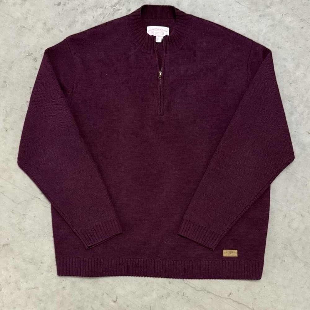 Vintage Filson Wool Quarter Zip Sweater Men's Large Maroon USA Heritage Workwear